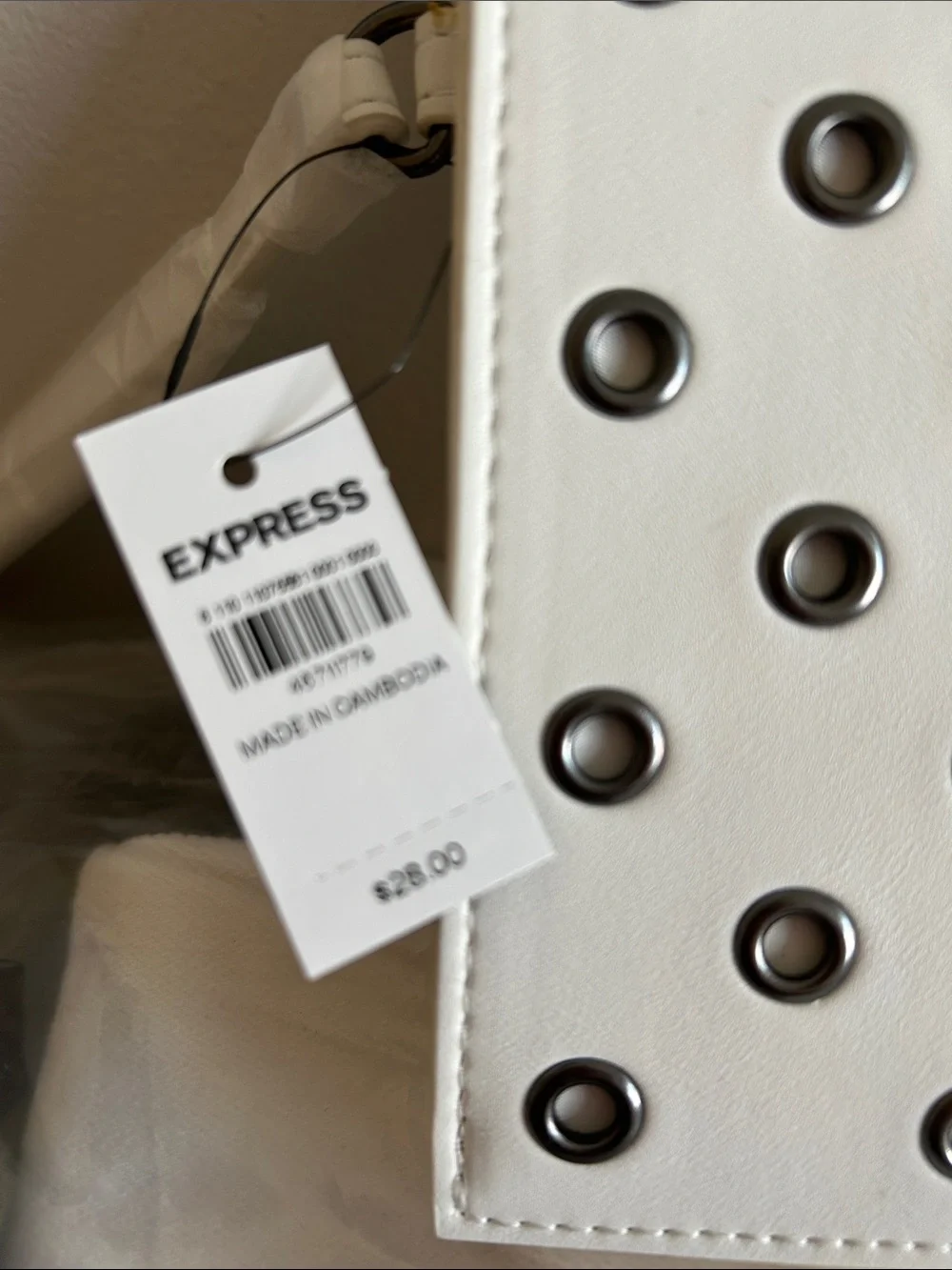 Express White Wristlet Clutch with Grommet Detail